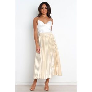 Petal & Pup Gold Pleated Maxi Skirt